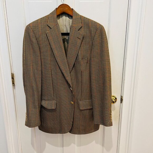 Paul Stuart Brown Gun Club Check Windowpane Tweed Wool Ticket Pocket Bla… - Picture 15 of 16